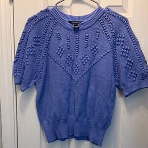 French connection Blue Textured Women's Sweater shorts sleeveless